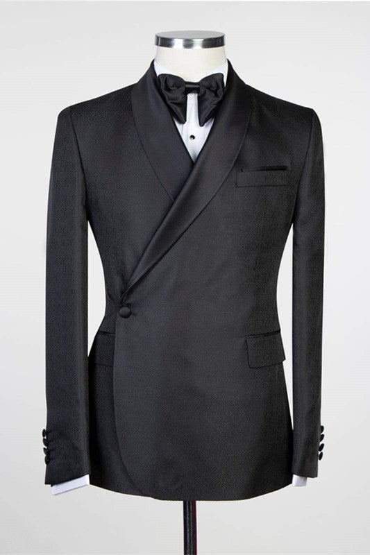 Simple Black Fashion Shawl Lapel Men Suits for Wedding-showprettydress