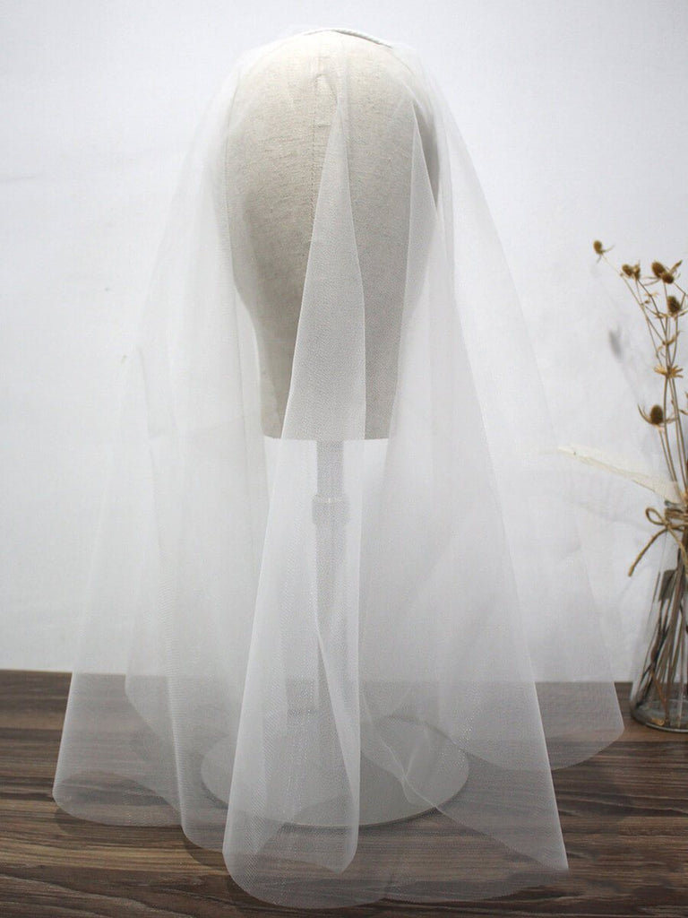 Roycebridal Simple Champagne Short Wedding Veils Blusher Veil