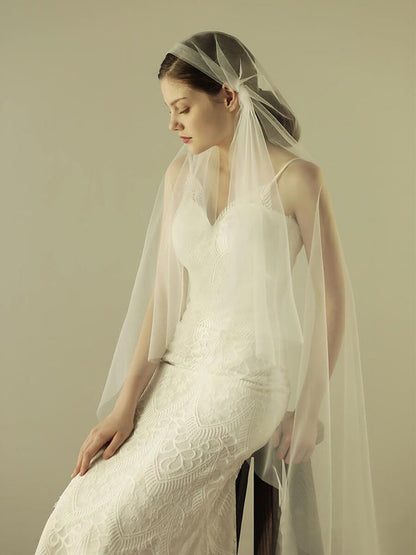 Roycebridal Simple Knee Length Ivory Tulle Juliet Cap Veils