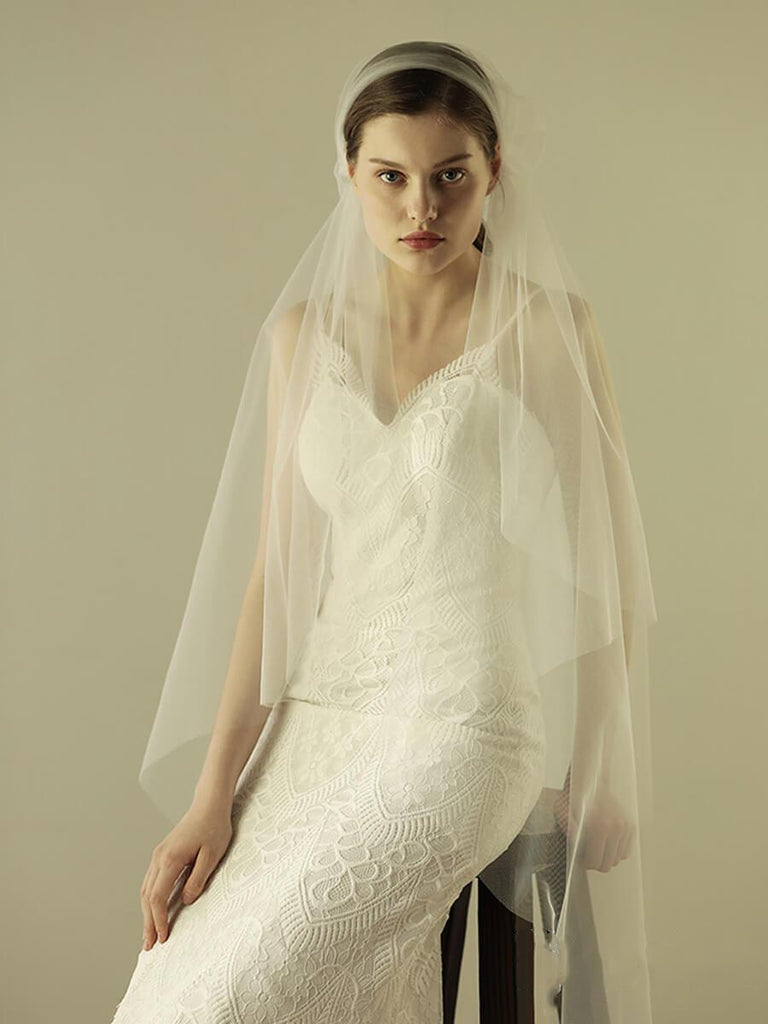 Roycebridal Simple Knee Length Ivory Tulle Juliet Cap Veils