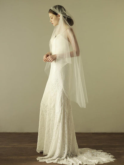 Roycebridal Simple Knee Length Ivory Tulle Juliet Cap Veils