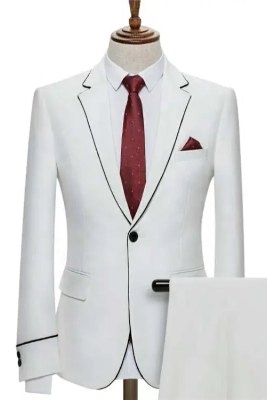 Alfred Simple White Notched Lapel Two Pieces Prom Suits