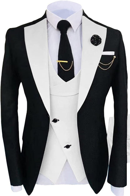 Orville Simple White Shawl Lapel Three Pieces Prom Suits