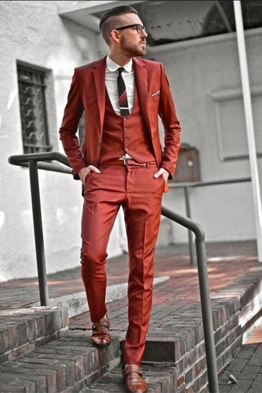 Slim Fit Three Pieces Notched Lapel Men Suits for Prom-showprettydress