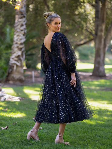 Starry Night V-Neckline Dress