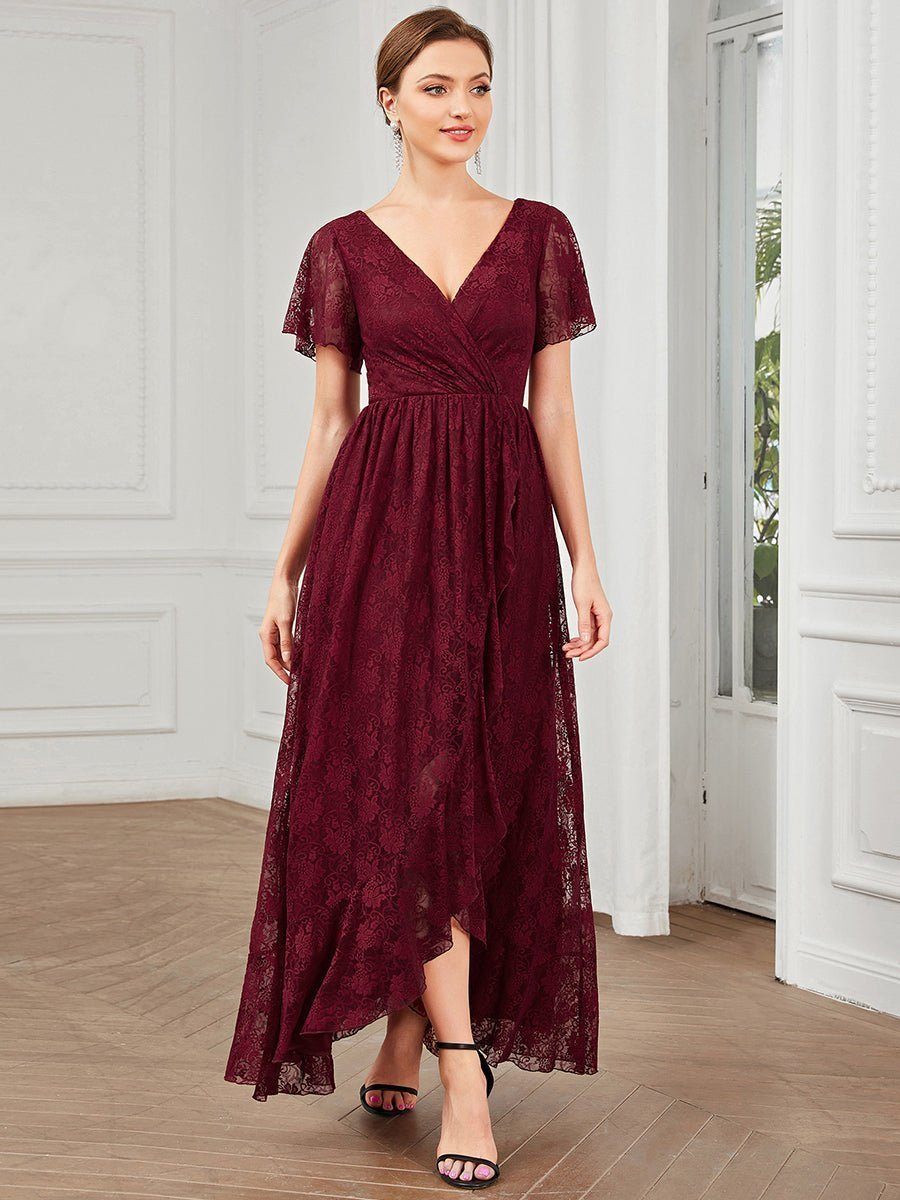 Steph burgundy lace mother of the groom dress s10 - 12 express NZ wide - Bay Bridal and Ball Gowns