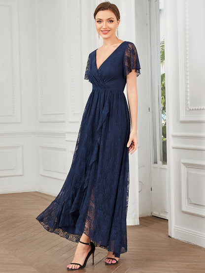 Steph lace mother of the bride gown with sleeve in navy Express NZ wide - Bay Bridal and Ball Gowns