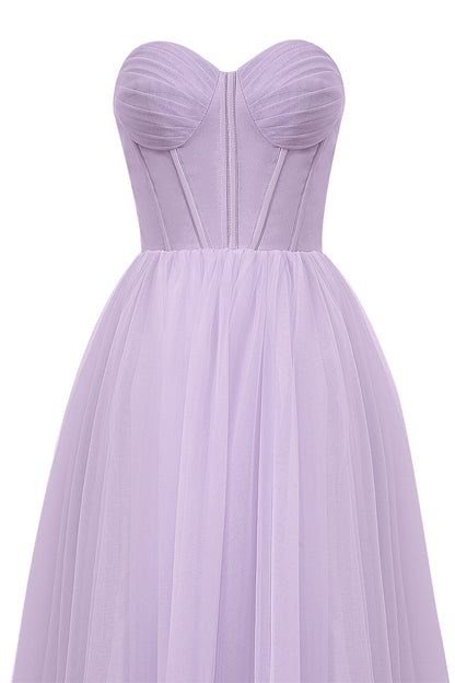 Strapless Puffy Midi Tulle Dress