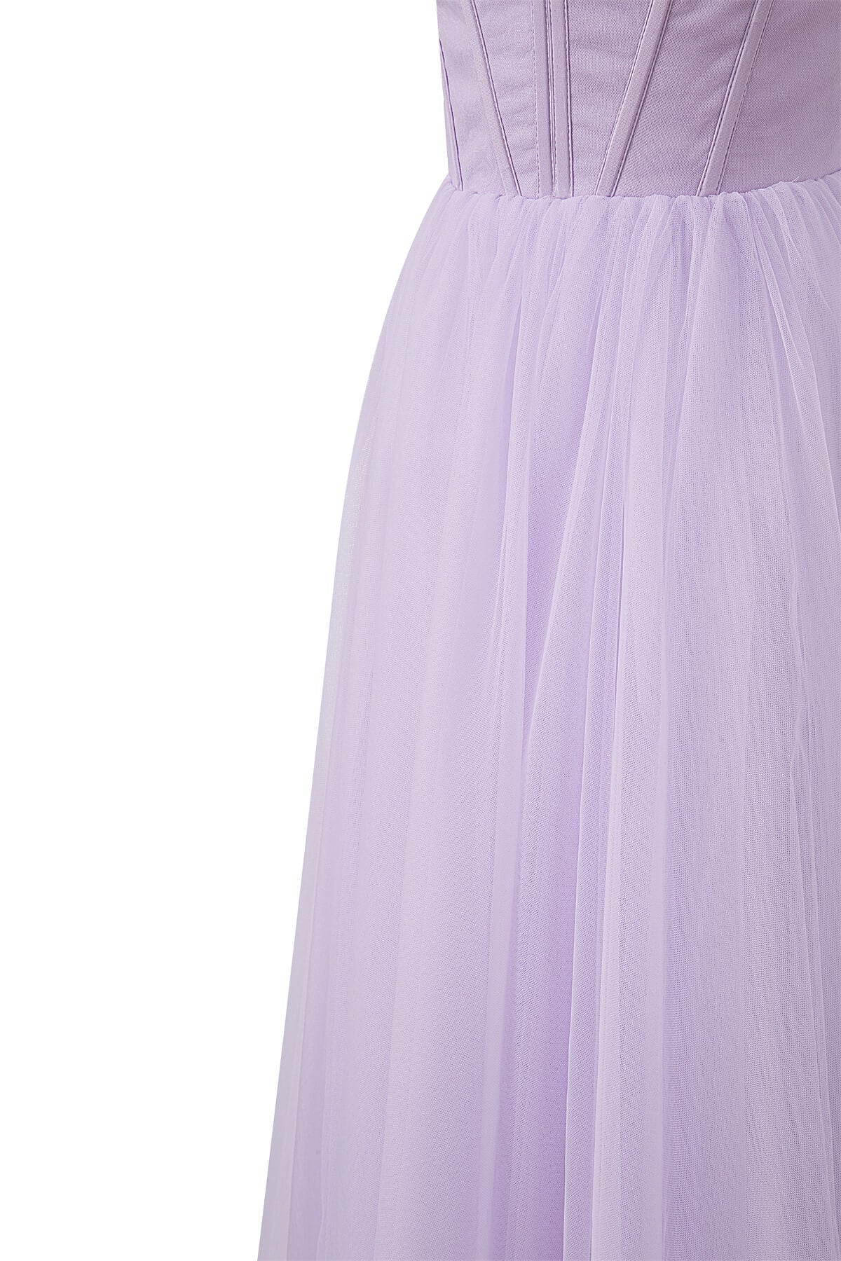 Strapless Puffy Midi Tulle Dress