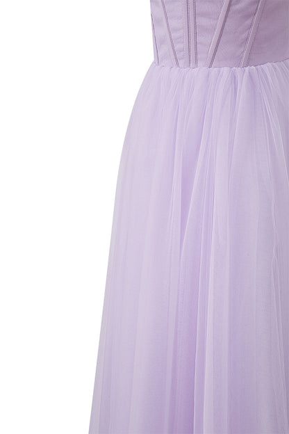 Strapless Puffy Midi Tulle Dress