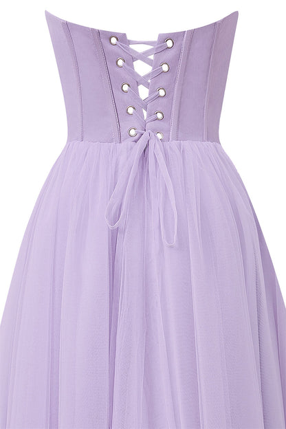 Strapless Puffy Midi Tulle Dress