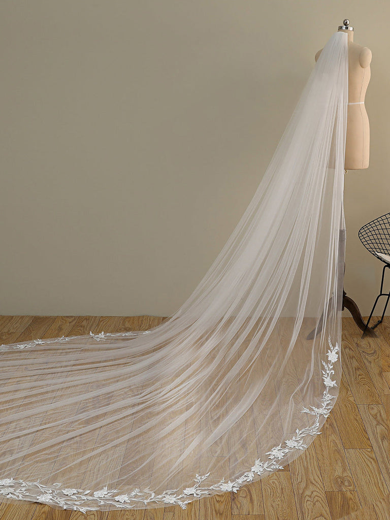 Roycebridal Stunning Flower Lace Cathedral Veil Bridal Veil Wedding Veil