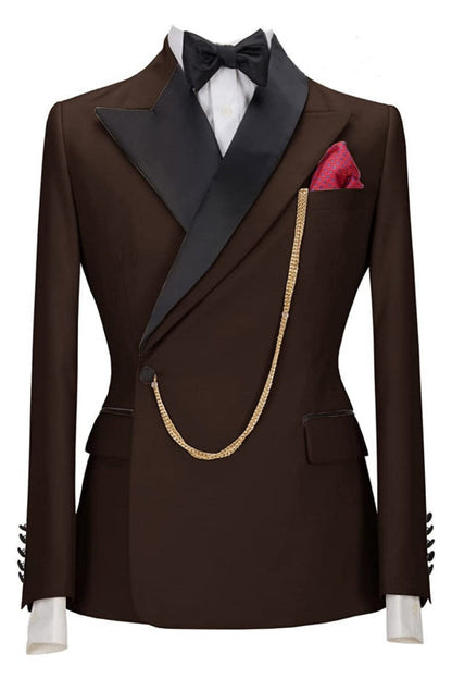 Ivan Stylish Brown Peaked Lapel Two Pieces Prom Suits For Men