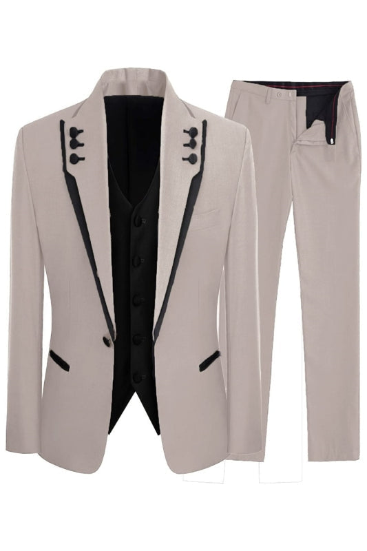 Jeff Stylish Flesh Shawl Lapel Three Pieces Prom Suits