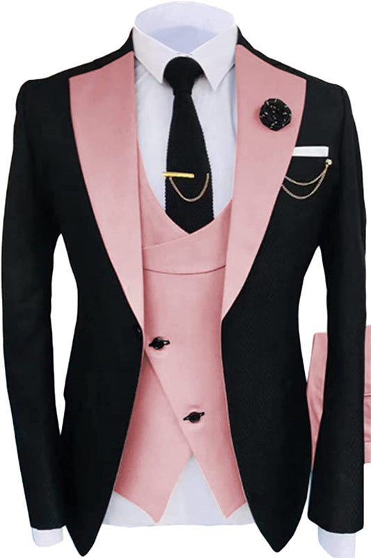 Otis Stylish Pink Shawl Lapel Three Pieces Prom Suits For Men