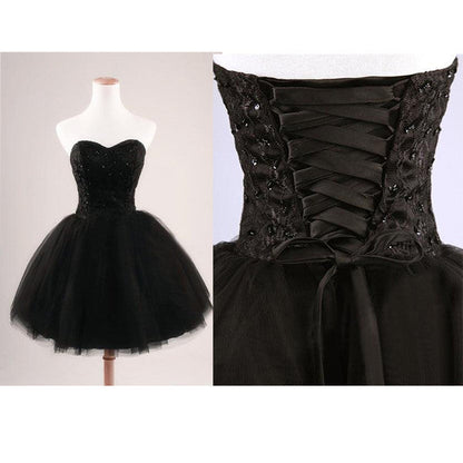 Black Strapless Ball Gown Tulle Homecoming Dresses HG66 - Ombreprom