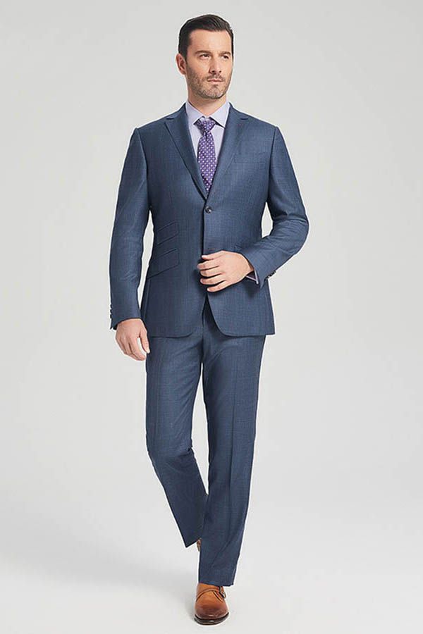 Three Flap Pockets Navy Blue Two Buttons Superior Mens Suits for Formal-showprettydress