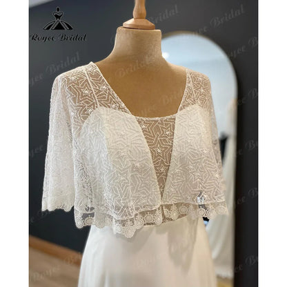 trouwjurk Vintage Lace Bodice Chiffon Boho Beach Wedding Dress for Bride 2024 Bohemian Wedding Gown Custom Made Vestido Noiva