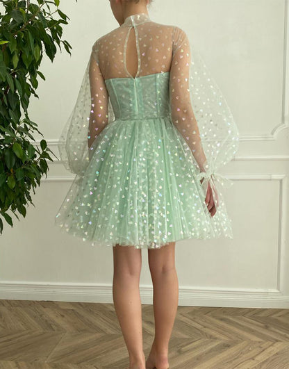 Gemma |A-Line Corset Homecoming Dress with Sleeves