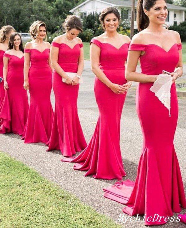 Roycebridal UK Red Bridesmaid Dresses 2024 Long Mermaid Boho Wedding Guest Dresses