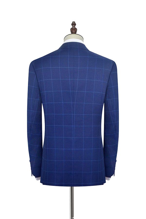 Unique Plaid Two Buttons Notch Lapel Flap Pocket Mens Suits for Formal-showprettydress