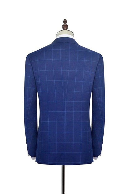 Unique Plaid Two Buttons Notch Lapel Flap Pocket Mens Suits for Formal-showprettydress