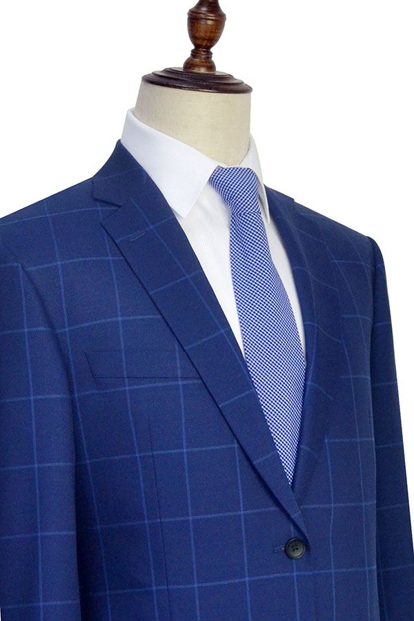 Unique Plaid Two Buttons Notch Lapel Flap Pocket Mens Suits for Formal-showprettydress