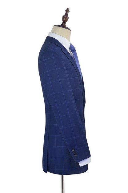 Unique Plaid Two Buttons Notch Lapel Flap Pocket Mens Suits for Formal-showprettydress