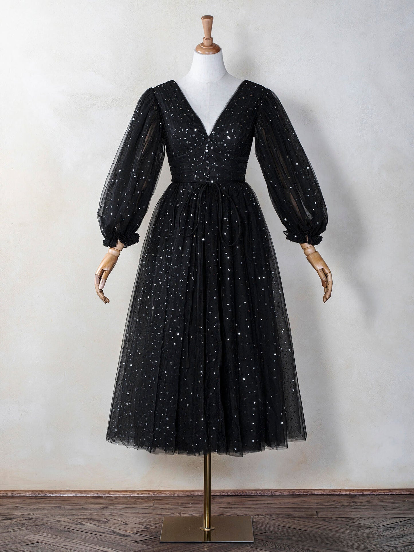 Starry Night V-Neckline Dress