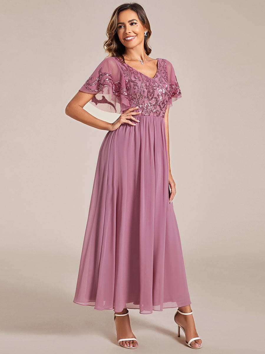 Virginia ankle length dress in dusky rose size 8 Express NZ wide - Bay Bridal and Ball Gowns