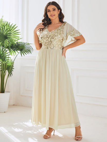 Virginia ankle length dress in light gold Express NZ wide - Bay Bridal and Ball Gowns