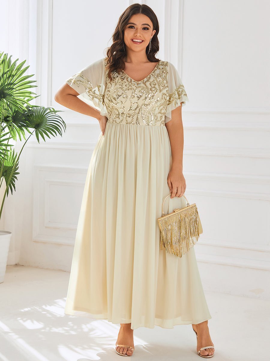 Virginia ankle length dress in light gold Express NZ wide - Bay Bridal and Ball Gowns