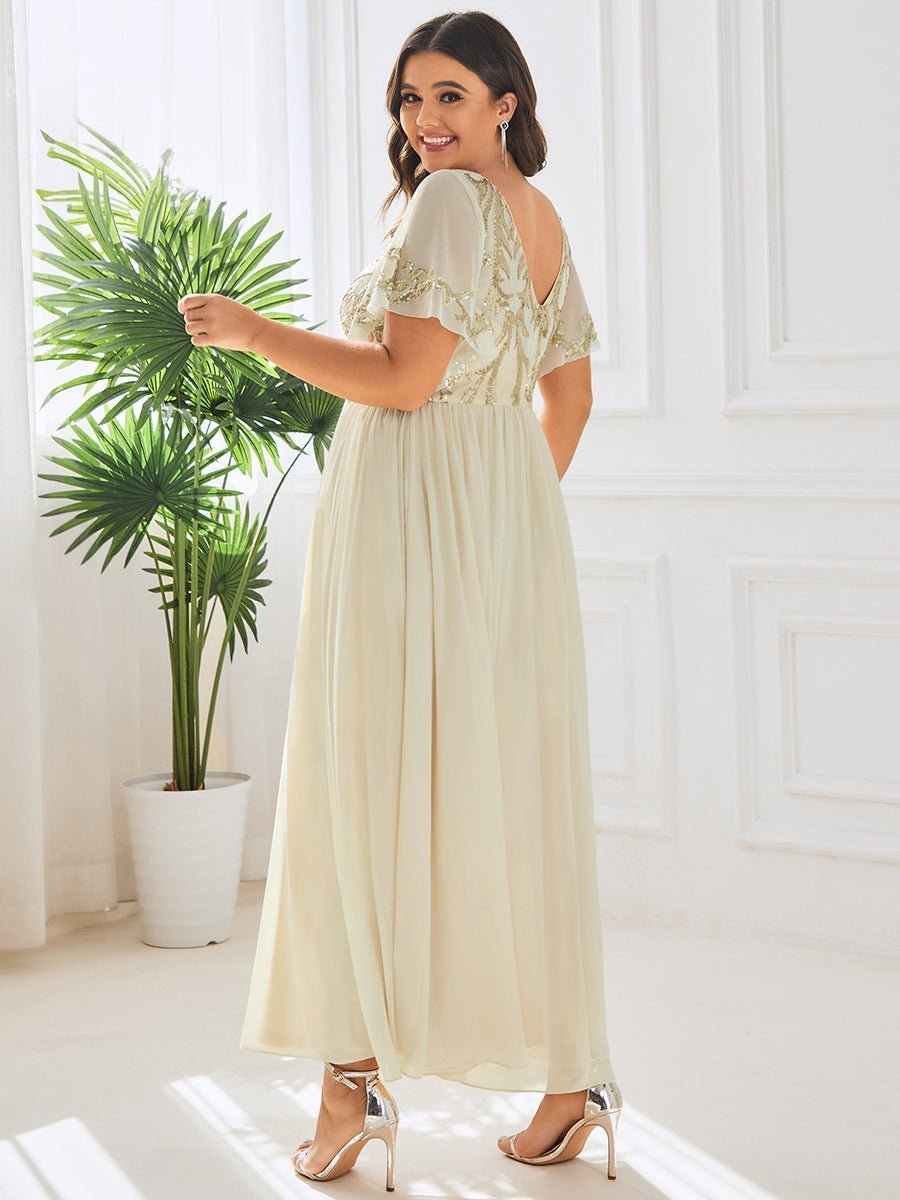 Virginia ankle length dress in light gold Express NZ wide - Bay Bridal and Ball Gowns