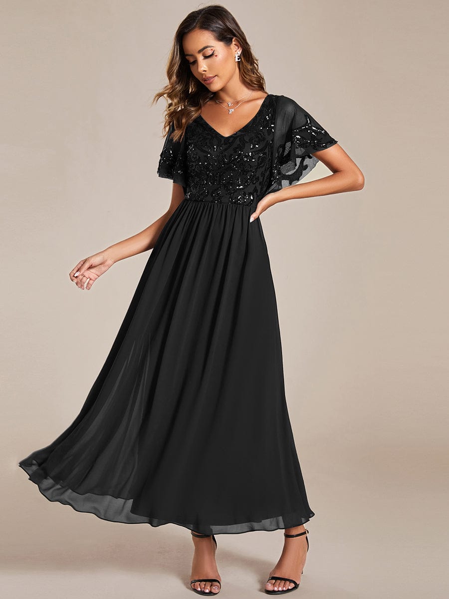 Virginia black evening ankle length dress Express NZ wide - Bay Bridal and Ball Gowns