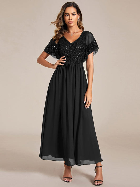 Virginia black evening ankle length dress Express NZ wide - Bay Bridal and Ball Gowns