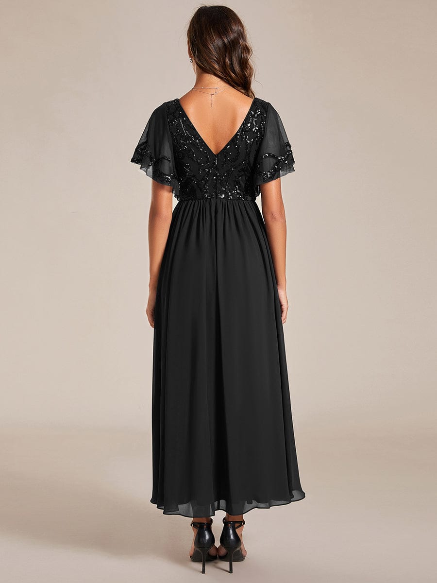 Virginia black evening ankle length dress Express NZ wide - Bay Bridal and Ball Gowns