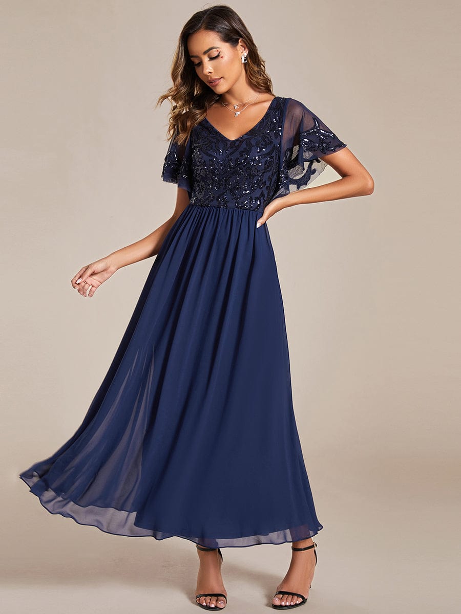 Virginia mother of the bride ankle length dress in navy s8 Express NZ wide - Bay Bridal and Ball Gowns