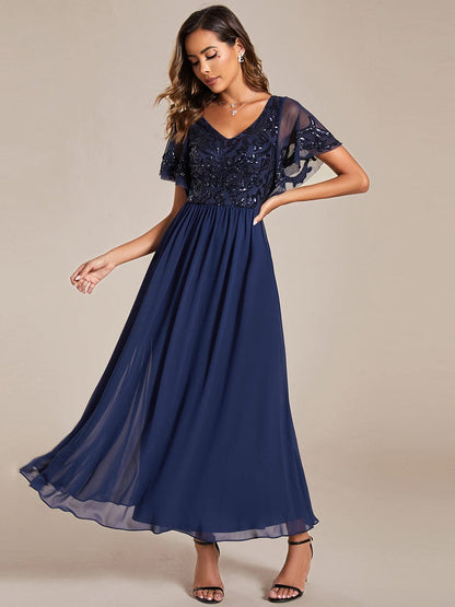 Virginia mother of the bride ankle length dress in navy s8 Express NZ wide - Bay Bridal and Ball Gowns