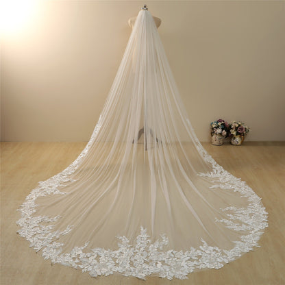 Roycebridal Vintage Lace Trim Transparent Wedding Veil Bridal Veil