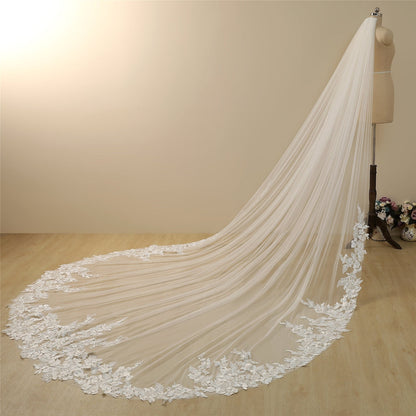 Roycebridal Vintage Lace Trim Transparent Wedding Veil Bridal Veil