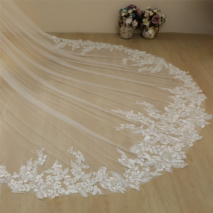 Roycebridal Vintage Lace Trim Transparent Wedding Veil Bridal Veil