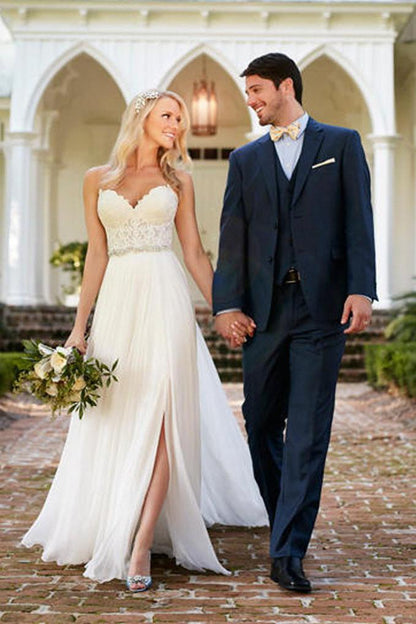 Lace Sweetheart Top Sheath Side Slit Wedding Dresses, Bridal Dress, MW209