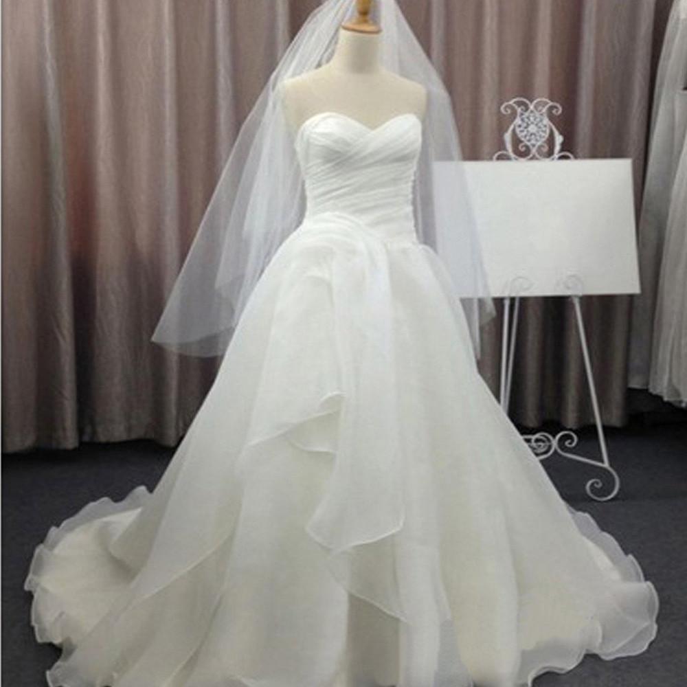 White Chiffon Simple Sweetheart Wedding Dresses, Cheap Bridal Gown, MW142 at musebridals.com