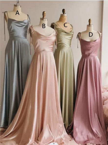 Simple Floor Length Silk Satin Bridesmaid Dresses Cheap Wedding Guest Dress