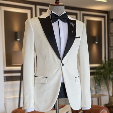 White 2 Pieces Peaked Lapel Prom Suits For Men-showprettydress