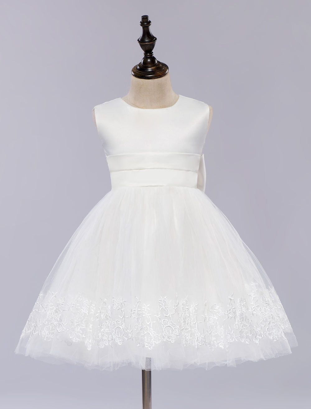 White Pageant Dress Princess Sleeveless Short Girl'S Dinner Dress-showprettydress