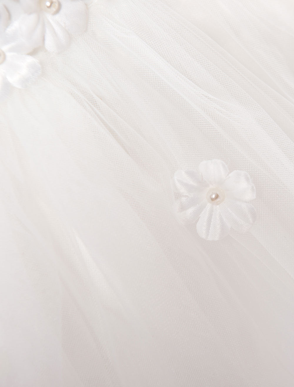 White Pageant Tutu Dress With Lace Flower Applique flower girl dress-showprettydress