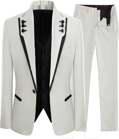 Jeremy Bespoke White Shawl Lapel Three Pieces Men Suits For Prom