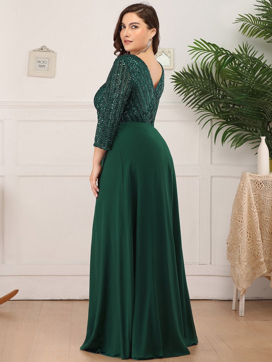 Yara decorated chiffon ball dress in emerald green Express NZ wide - Bay Bridal and Ball Gowns