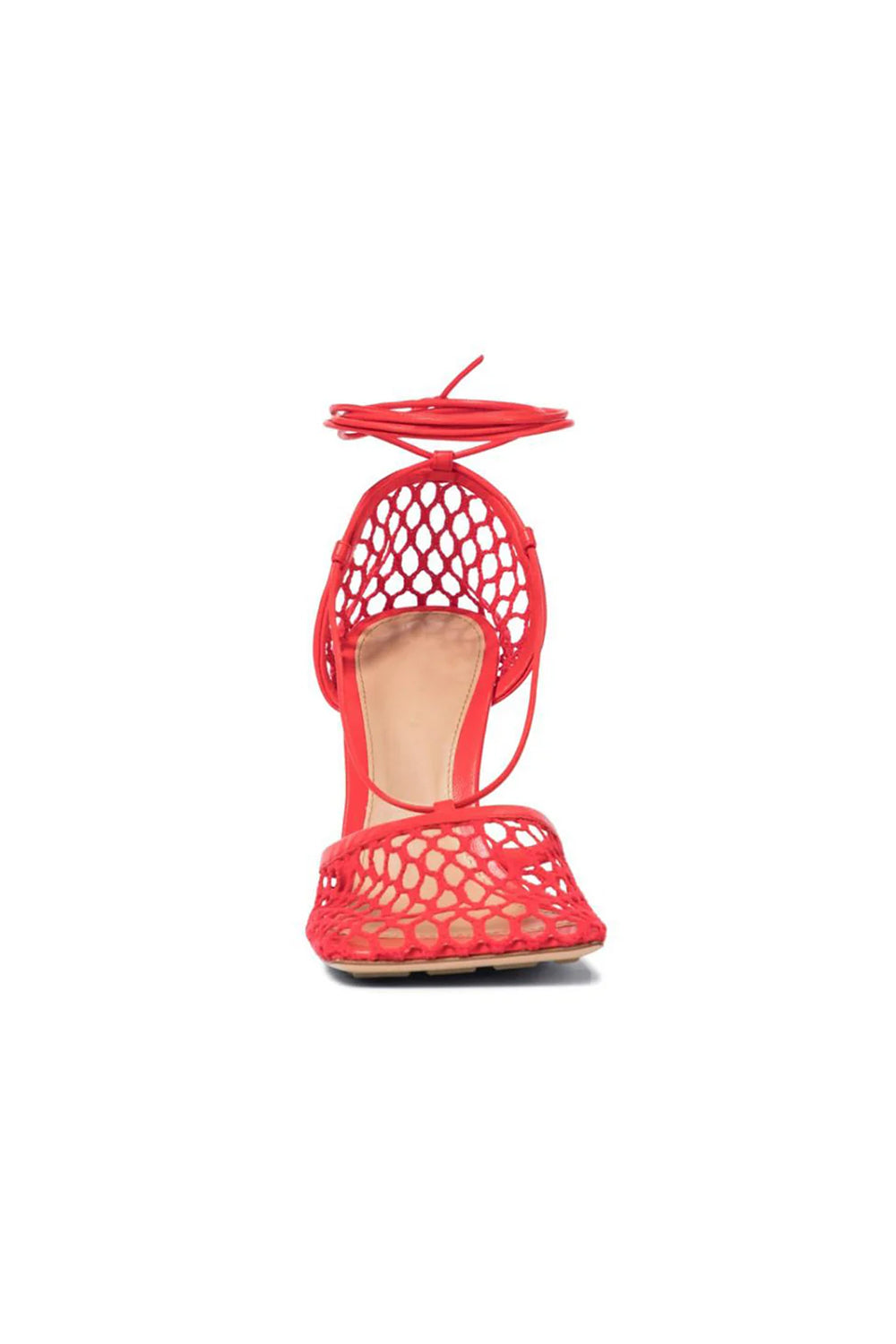 Yellow Stiletto Heel Lace Up Fishnet High Heel Sandals